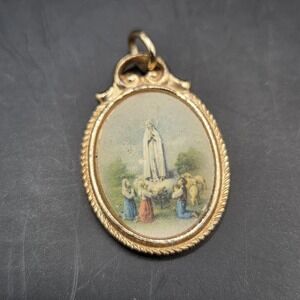 Vintage Our Lady Of Fatima Pendant Religious Catholic Made In West Germany